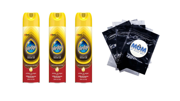 Spray Furniture Polish, Amber and Argan Scent - 3 packs -  9.7 oz per pack - plus 3 My Outlet Mall Resealable Storage Pouches