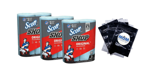 Multi-Purpose, Shop Towel, 2 Rolls, 55 Sheets Per Roll - 3 packs - plus 3 My Outlet Mall Resealable Storage Pouches
