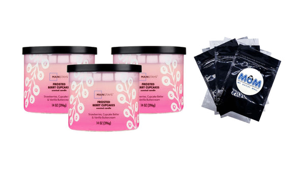 3-Wick Ombre Wrap Frosted Berry Cupcakes Candle - 3 packs - 14 oz per pack - plus 3 My Outlet Mall Resealable Storage Pouches