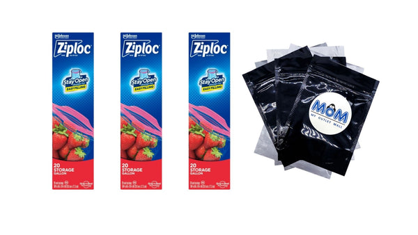Storage Bags, School Supplies, with Grip 'n Seal Technology, Gallon - 3 packs - 20 Count - plus 3 My Outlet Mall Resealable Storage Pouches