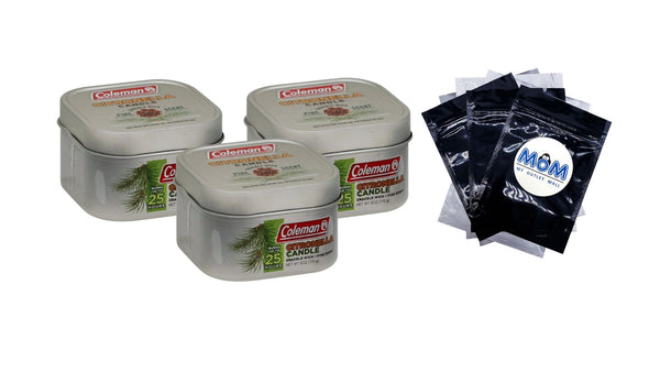 Repellents Pine Citronella Candle, Silver- 3 packs - 6 oz per pack - plus 3 My Outlet Mall Resealable Storage Pouches