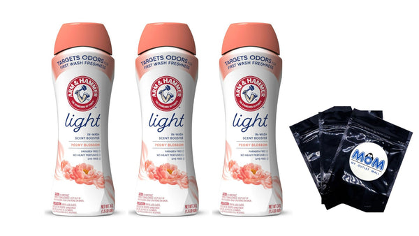 Light In-Wash Scent Booster, No Heavy Perfumes, No Dyes, No Parabens, Peony Blossom Scent- 3 pack - 24 oz per pack - plus 3 My Outlet Mall Resealable Storage Pouches