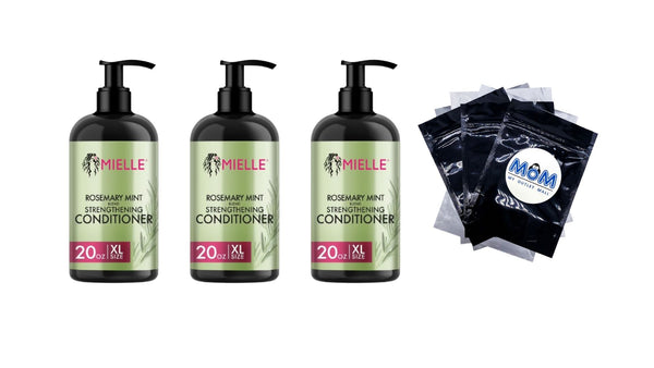 Rosemary Mint Strengthening Shampoo - 3 packs - 20 oz per pack - plus 3 My Outlet Mall Resealable Storage Pouches