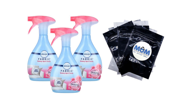 Fabric Spray Air Freshener, Odor-Fighting Fabric Refresher, Downy April Fresh - 3 packs - 23.6 oz per pack - plus 3 My Outlet Mall Resealable Storage Pouches