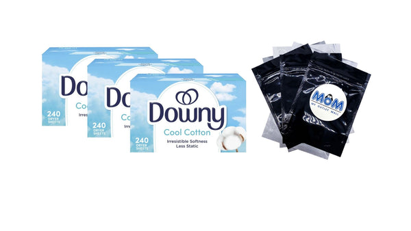 Fabric Softener Dryer Sheets, Cool Cotton Scent - 3 packs - 240 Count - plus 3 My Outlet Mall Resealable Storage Pouches