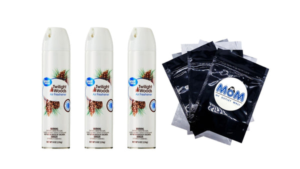 Aerosol Air Freshener, Twilight Woods - 3 packs - 8 oz per pack - plus 3 My Outlet Mall Resealable Storage Pouches