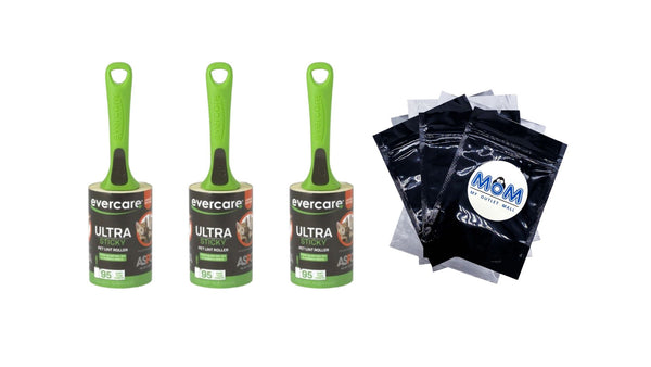Ultra Sticky Pet 95-Layer Lint Roller - 3 packs - plus 3 My Outlet Mall Resealable Storage Pouches