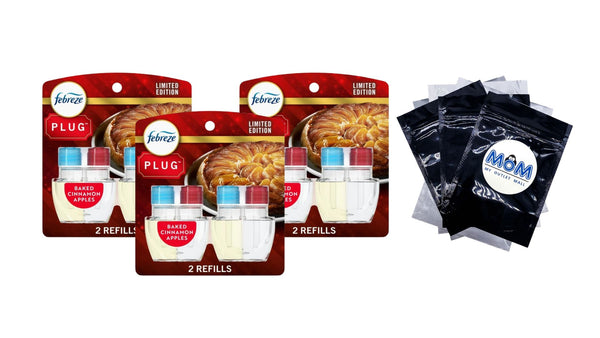 Plug In Air Freshener, Odor-Fighting Oil Refill, Baked Cinnamon Apples, 2 Refill - 3 packs - plus 3 My Outlet Mall Resealable Storage Pouches