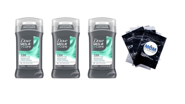 Men+Care Deodorant for Men Moon Oasis Aluminum-Free - 3 packs - 3 oz per pack - plus 3 My Outlet Mall Resealable Storage Pouches