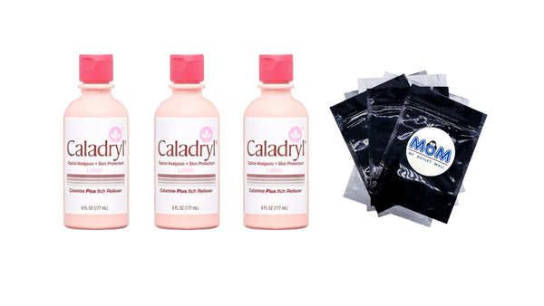 Skin Protectant Lotion, Calamine + Itch Reliever - 3 packs - 6 fl oz per pack - plus 3 My Outlet Mall Resealable Storage Pouches