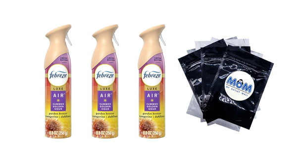Air Freshener Spray, Odor-Fighting Room Spray, Summer Golden Hour Scent - 3 packs - 8.8 oz per pack - plus 3 My Outlet Mall Resealable Storage Pouches