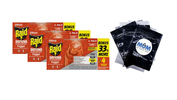 Concentrated Deep Reach Roach Insect Killer & Fogger - 3 packs - 4 Count - plus 3 My Outlet Mall Resealable Storage Pouches