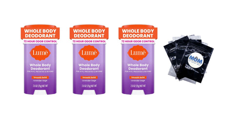 Whole Body Women’s Deodorant Smooth Solid Stick Aluminum Free, Lavender Sage - 3 packs - 2.6 oz per pack - plus 3 My Outlet Mall Resealable Storage Pouches