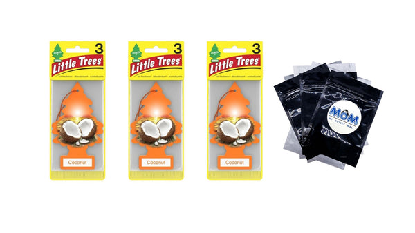 Air Freshener Coconut Fragrance- 3 pack - 3 count per pack plus 3 My Outlet Mall Resealable Storage Pouches