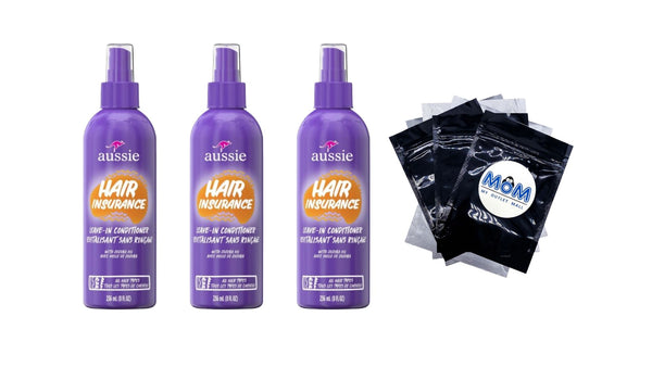 Hair Insurance, Leave-in Conditioner for All Hair Types - 3 packs - 8Fl oz per pack - plus 3 My Outlet Mall Resealable Storage Pouches