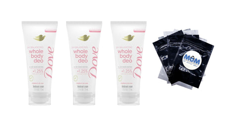 Aluminum Free Whole Body Deodorant pH Balancing Cream Raspberry & Rose - 3 packs - 2.5 oz per pack - plus 3 My Outlet Mall Resealable Storage Pouches