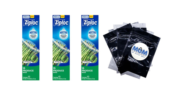 Brand Gallon Produce Storage Bags, Breathable Bag, Moisture Control - 3 packs - 15 Count - plus 3 My Outlet Mall Resealable Storage Pouches