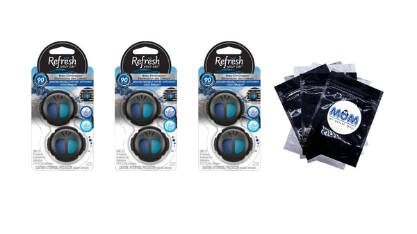 Mini Diffuser Car Air Fresheners, Lightning Bolt / Ice Storm Scent, 2 Count - 3 packs - plus 3 My Outlet Mall Resealable Storage Pouches