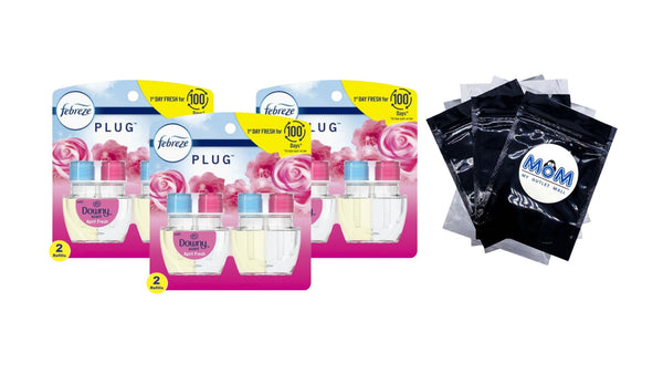 Plug In Air Freshener, Odor-Fighting Oil Refill, Downy April Fresh, 2 Refills - 3 packs - plus 3 My Outlet Mall Resealable Storage Pouches