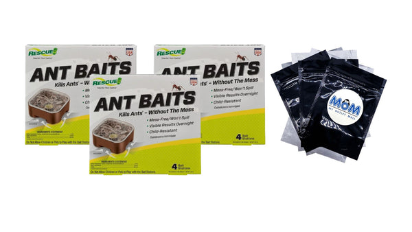 Indoor Ant Killer Child-Resistant Bait Stations - 3 packs - plus 3 My Outlet Mall Resealable Storage Pouches