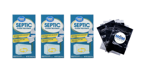 Septic System Treatment - 3 packs - 9.8 oz per pack - plus 3 My Outlet Mall Resealable Storage Pouches