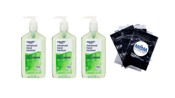 Advanced Hand Sanitizer with Aloe - 3 packs - 12 fl oz per pack - plus 3 My Outlet Mall Resealable Storage Pouches