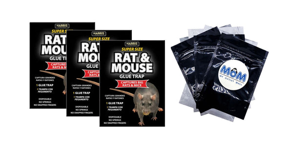 Super-Sized Rat and Mouse Glue Trap with Lure - 3 packs - plus 3 My Outlet Mall Resealable Storage Pouches