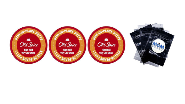 Hair Styling Putty for Men, High Hold, Matte Finish, All Hair Types - 3 packs - 2.2 oz per pack - plus 3 My Outlet Mall Resealable Storage Pouches