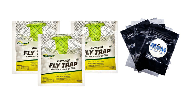 Outdoor Disposable Hanging Fly Trap, 1 Resin Trap - 3 packs - plus 3 My Outlet Mall Resealable Storage Pouches