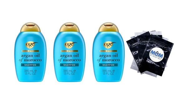 Extra Strength Argan Oil of Morocco Hydrating Shampoo - 3 packs - 13Fl oz per pack - plus 3 My Outlet Mall Resealable Storage Pouches