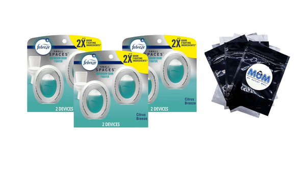 Bathroom Air Freshener, Small Spaces Odor Fighter, Citrus Breeze, 2 Count - 3 packs - plus 3 My Outlet Mall Resealable Storage Pouches