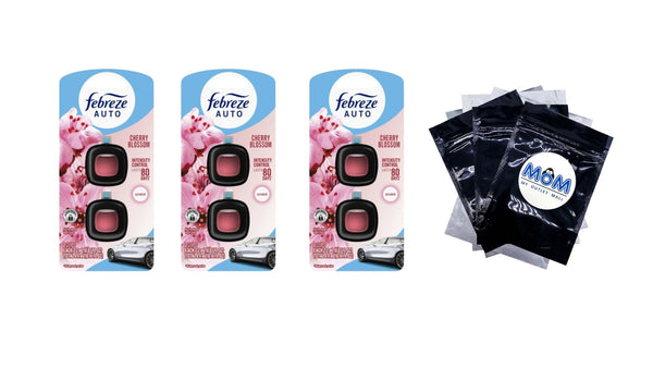 Auto Air Freshener Vent Clip Cherry Blossom Scent, 2 Count - 3 packs - plus 3 My Outlet Mall Resealable Storage Pouches