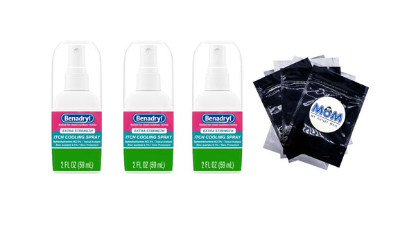 Extra Strength Anti-Itch Cooling Spray, Travel Size - 3 packs - 2 Fl oz per pack - plus 3 My Outlet Mall Resealable Storage Pouches