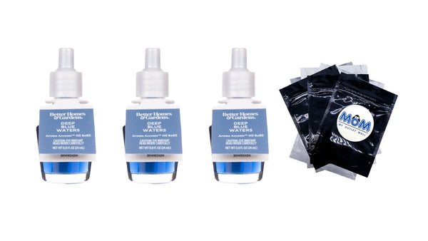 Aroma Accents Oil Refill 24 mL, Deep Blue Waters - 3 packs - plus 3 My Outlet Mall Resealable Storage Pouches