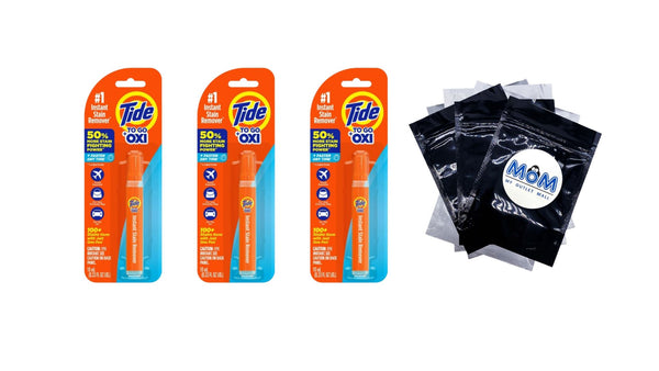 To Go Instant Laundry Stain Remover Pen and Spot Cleaner, Travel and Pocket Size Stain Stick - 3 packs - 0.33 fl oz per pack - plus 3 My Outlet Mall Resealable Storage Pouches