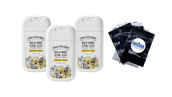Original Citrus Pocket Sprayer, Lemon + Bergamot + Lemongrass, Before-You-Go Toilet Spray - 3 packs - 1 oz per pack - plus 3 My Outlet Mall Resealable Storage Pouches