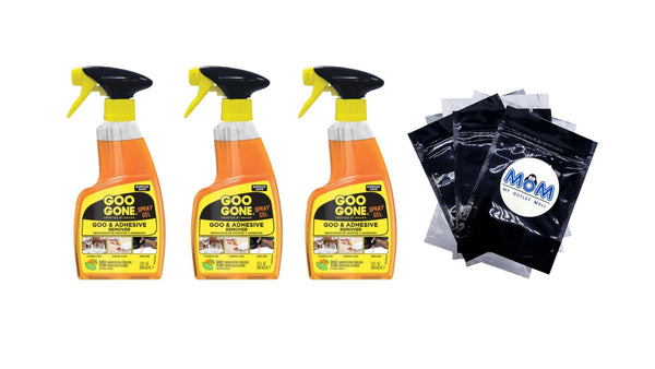 Original Spray Gel Adhesive Remover, Orange Citrus Scent - 3 packs - 12 oz per pack - plus 3 My Outlet Mall Resealable Storage Pouches