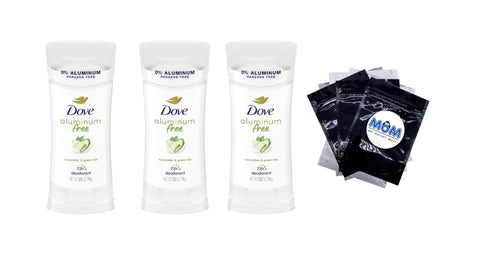 Aluminum Free Deodorant for Women Cucumber and Green Tea - 3 packs - 2.6 oz per pack - plus 3 My Outlet Mall Resealable Storage Pouches