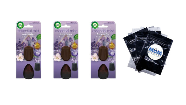 Essential Mist Refill, Lavender and Almond Blossom, Essential Oils Diffuser - 3 packs - plus 3 My Outlet Mall Resealable Storage Pouches