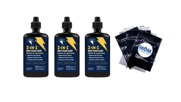 2-in-1 Fast & Easy Bicycle Chain Lube - 3 packs - 4 oz per pack - plus 3 My Outlet Mall Resealable Storage Pouches