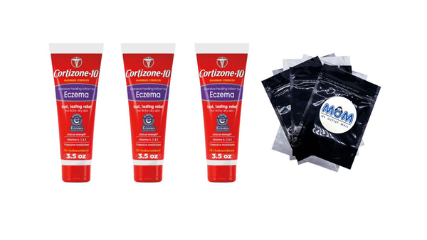 Intensive Healing Eczema Lotion - 3 packs - 3.5 oz per pack - plus 3 My Outlet Mall Resealable Storage Pouches