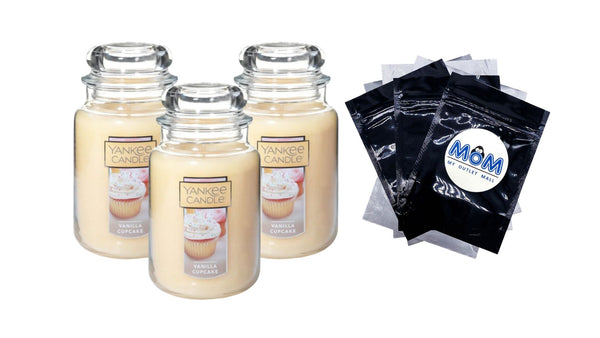 Candle Vanilla Cupcake Original Large Scented Jar Candle - 3 packs - 22 oz per pack - plus 3 My Outlet Mall Resealable Storage Pouches