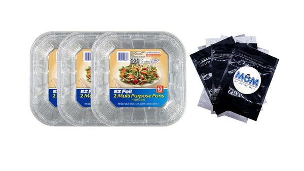 Roaster Pans with Lids, Up to 10 Pound Capacity - 3 packs - 2 Count per pack - plus 3 My Outlet Mall Resealable Storage Pouches