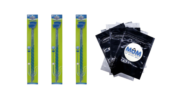 Drain Cleaner Sticks for Hair and Drain Clogs, Blue 20 Inch - 3 packs - plus 3 My Outlet Mall Resealable Storage Pouches