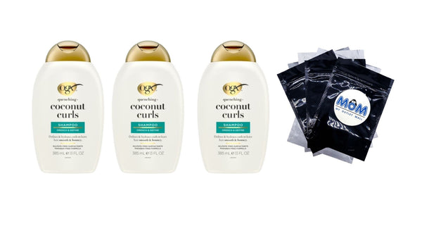 Quenching + Coconut Curls Curl-Defining Shampoo - 3 packs - 13Fl oz per pack - plus 3 My Outlet Mall Resealable Storage Pouches
