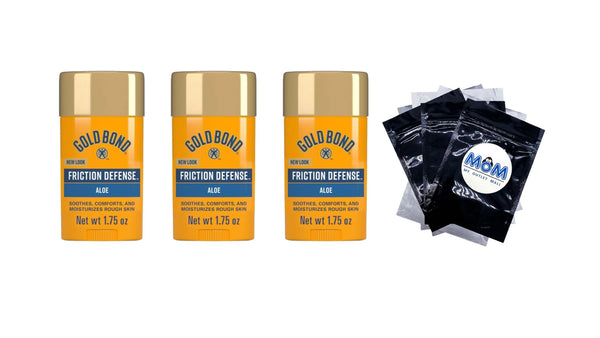 Friction Defense Stick with Aloe - 3 packs - 1.75 oz per pack - plus 3 My Outlet Mall Resealable Storage Pouches