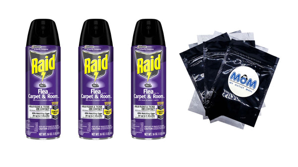 Flea Killer Plus Carpet & Room Spray, Bug Spray Kills Fleas & Flea Eggs - 3 packs - 16 oz per pack - plus 3 My Outlet Mall Resealable Storage Pouches