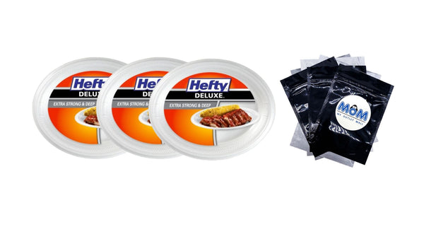 Deluxe Extra Strong & Deep Foam Platters, Oval, White, 10x12 Inch - 3 packs - 20 Count per pack - plus 3 My Outlet Mall Resealable Storage Pouches
