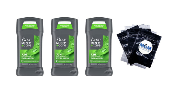 Men+Care Antiperspirant Deodorant Stick for Men Extra Fresh with Moisturizing Cream Citrus Scent - 3 packs - 2.7 oz per pack - plus 3 My Outlet Mall Resealable Storage Pouches