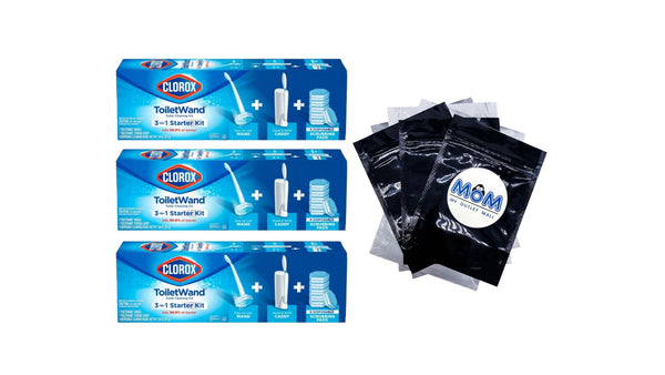 ToiletWand Disposable Toilet Bowl Brush Cleaner System - 3 packs - plus 3 My Outlet Mall Resealable Storage Pouches